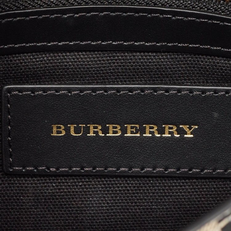Pre Owned Burberry Black/Beige Haymarket PVC and Leather Loxley Crossbody Bag