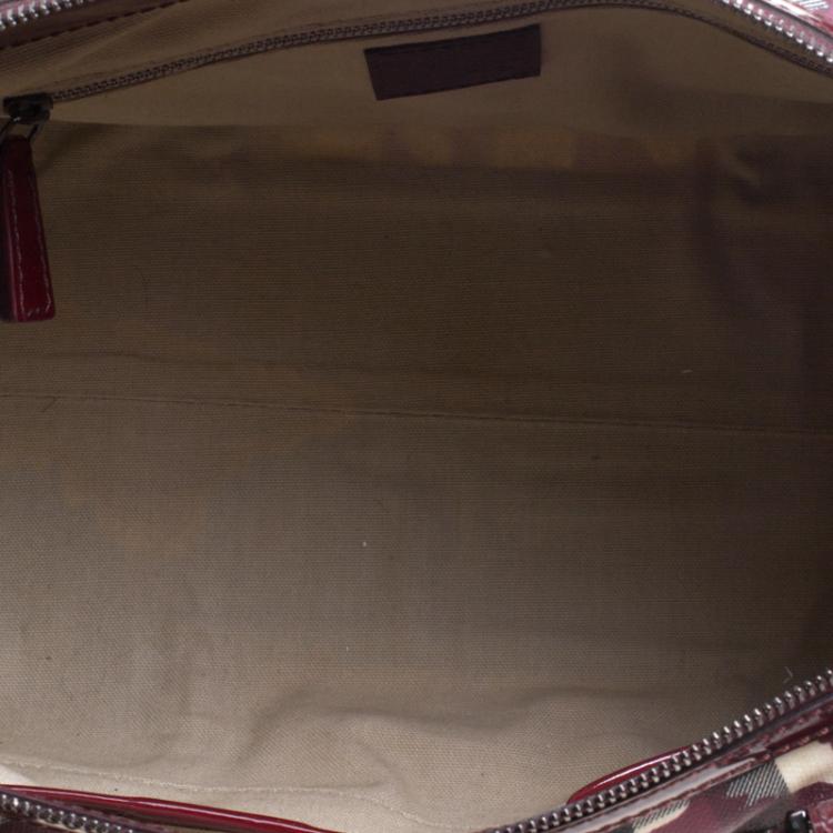 Pre Owned Burberry Burgundy PVC and Patent Leather Heart Pilgrim Satchel