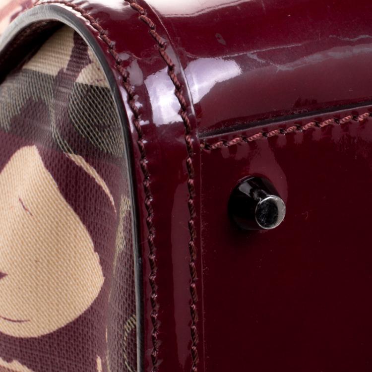Pre Owned Burberry Burgundy PVC and Patent Leather Heart Pilgrim Satchel