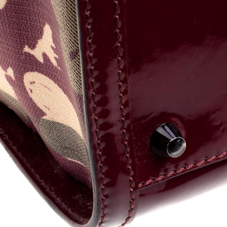 Pre Owned Burberry Burgundy PVC and Patent Leather Heart Pilgrim Satchel