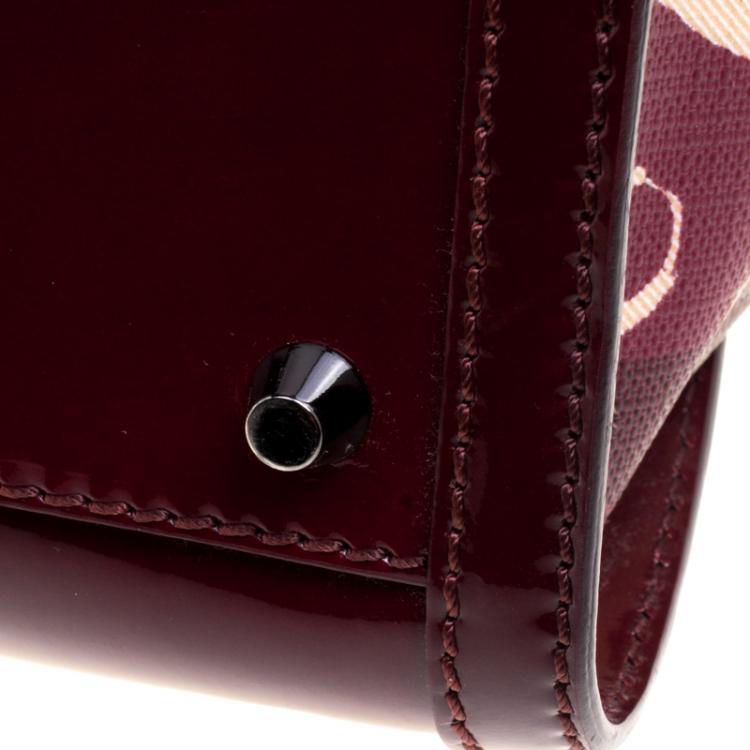 Pre Owned Burberry Burgundy PVC and Patent Leather Heart Pilgrim Satchel