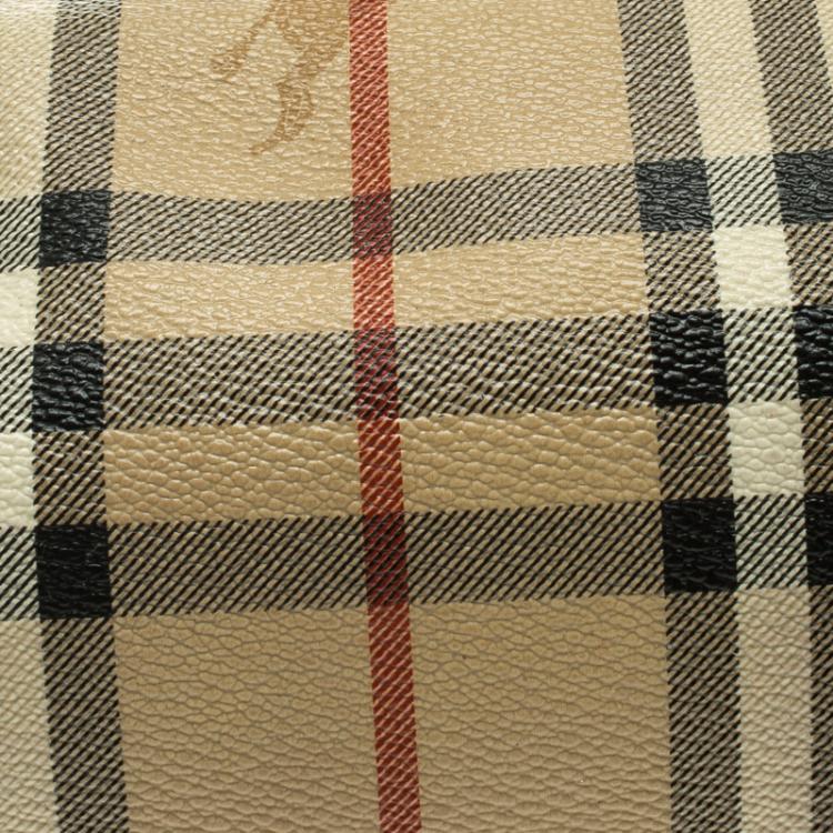 Pre Owned Burberry Copper Haymarket Check PVC Barrel Bag