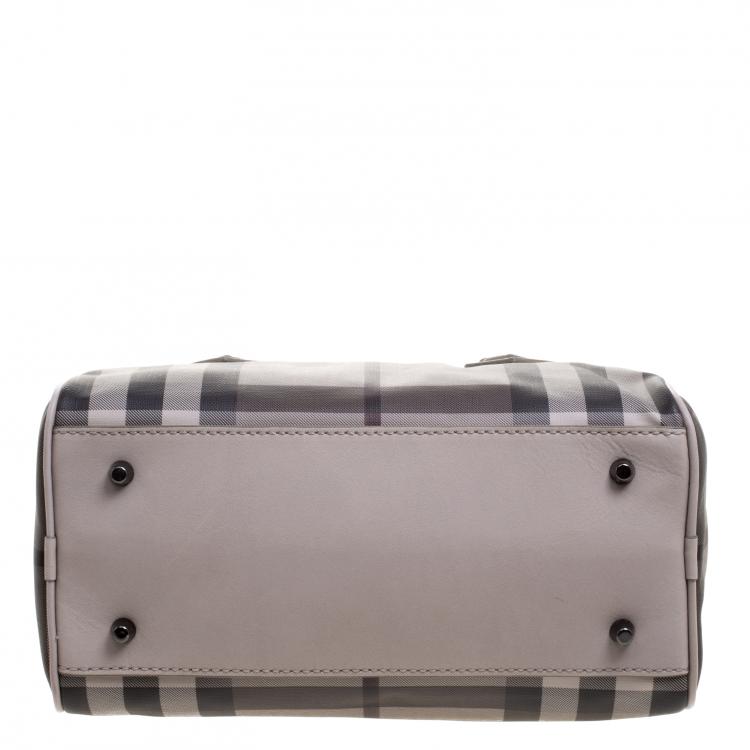 Pre Owned Burberry Beige Smoked Check PVC Chester Bowling Bag