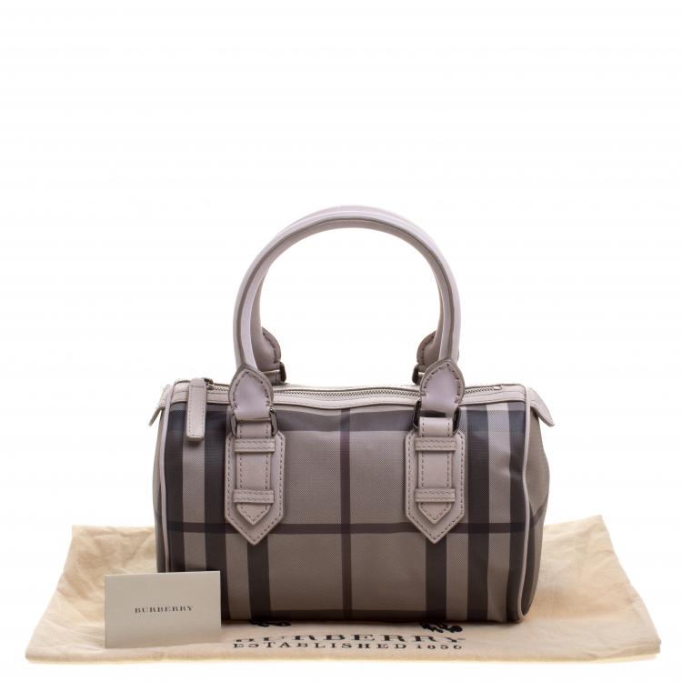 Pre Owned Burberry Beige Smoked Check PVC Chester Bowling Bag