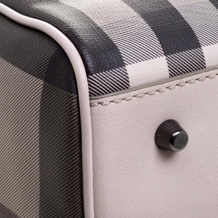 Pre Owned Burberry Beige Smoked Check PVC Chester Bowling Bag