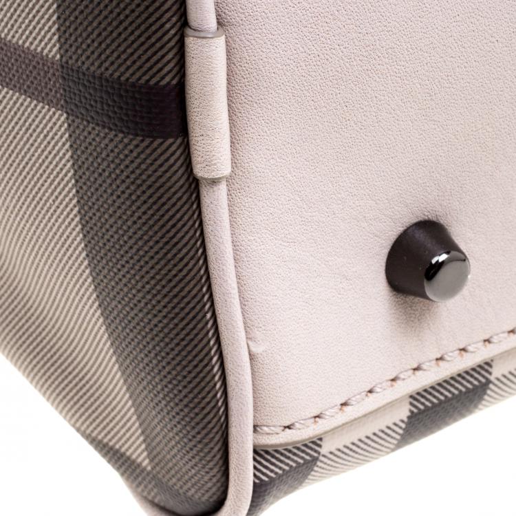 Pre Owned Burberry Beige Smoked Check PVC Chester Bowling Bag