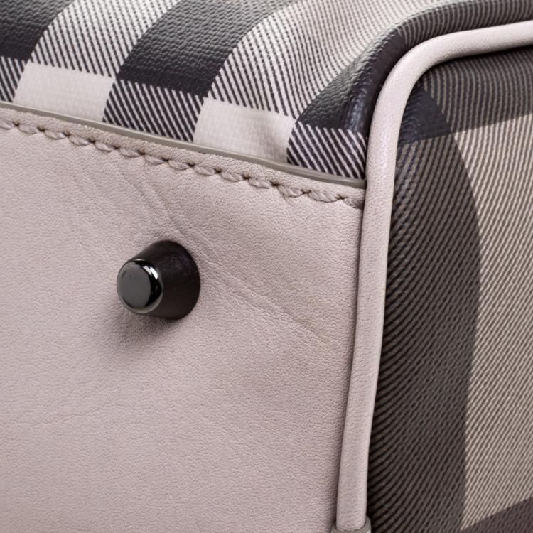 Pre Owned Burberry Beige Smoked Check PVC Chester Bowling Bag