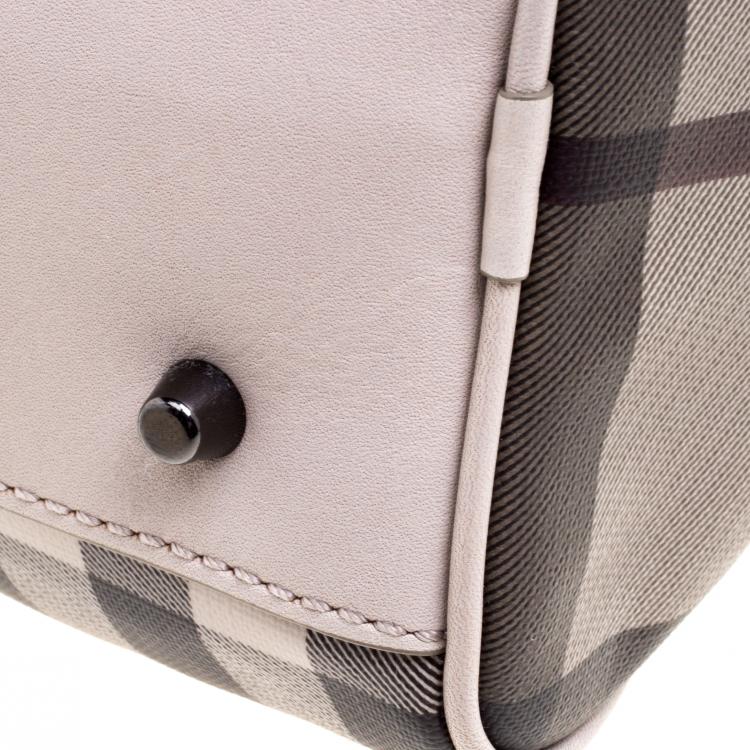 Pre Owned Burberry Beige Smoked Check PVC Chester Bowling Bag