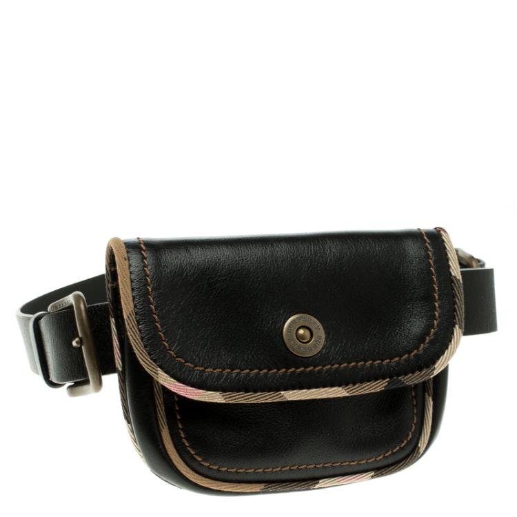 Pre Owned Burberry Black Leather Belt Bag