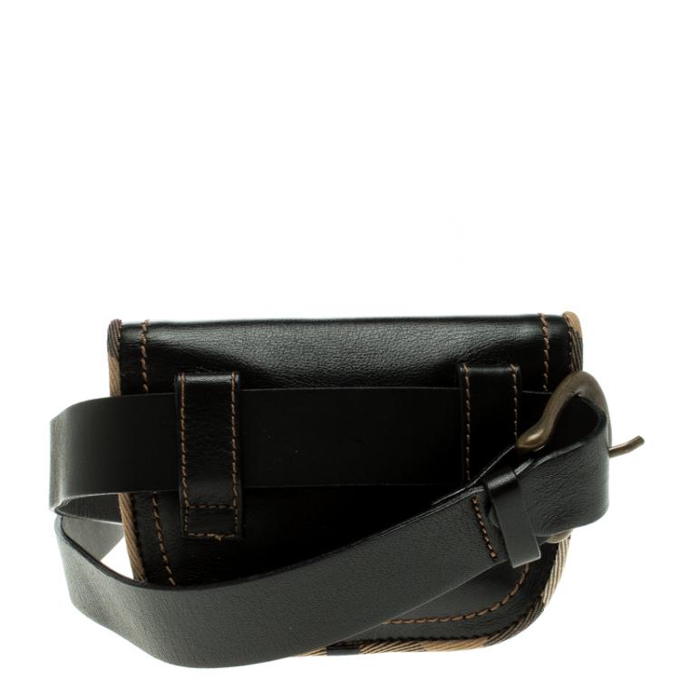Pre Owned Burberry Black Leather Belt Bag