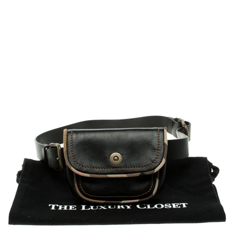 Pre Owned Burberry Black Leather Belt Bag