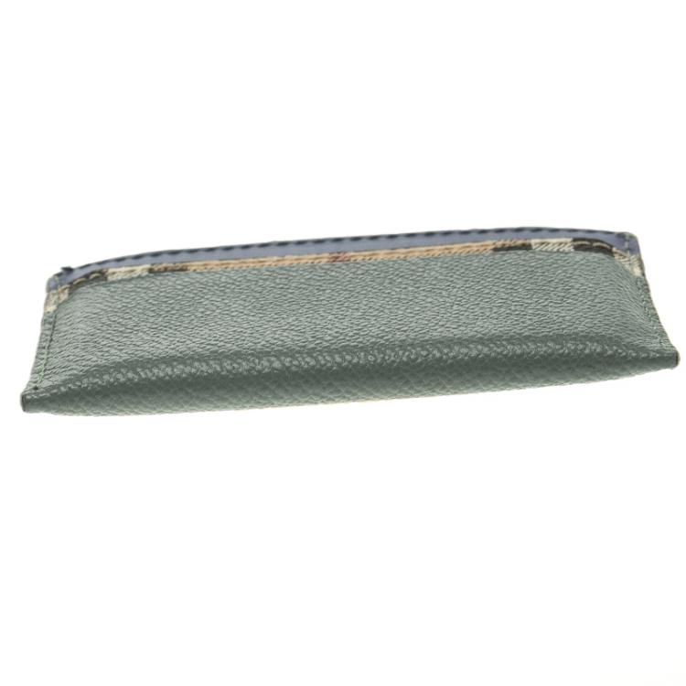 Pre Owned Burberry Multicolor Haymarket Leather Izzy Card Holder