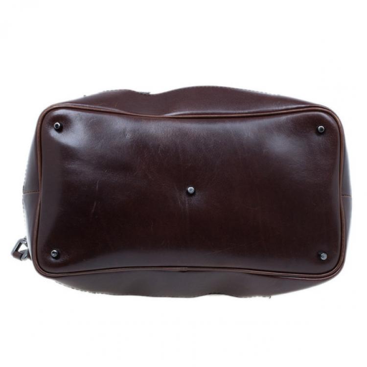 Pre Owned Burberry Mega Check Canvas Lowry Tote