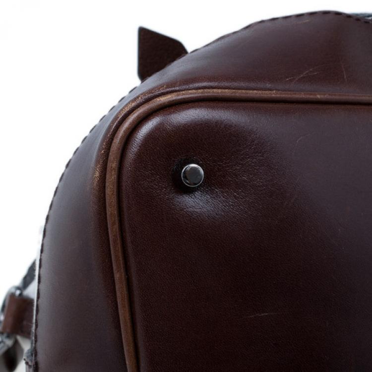 Pre Owned Burberry Mega Check Canvas Lowry Tote