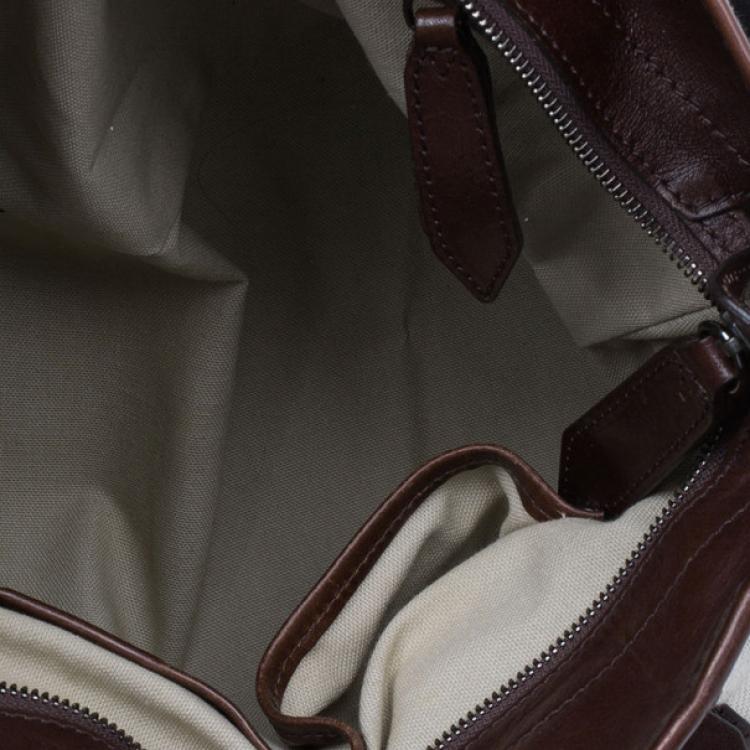 Pre Owned Burberry Mega Check Canvas Lowry Tote