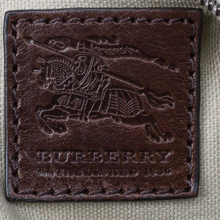 Pre Owned Burberry Mega Check Canvas Lowry Tote