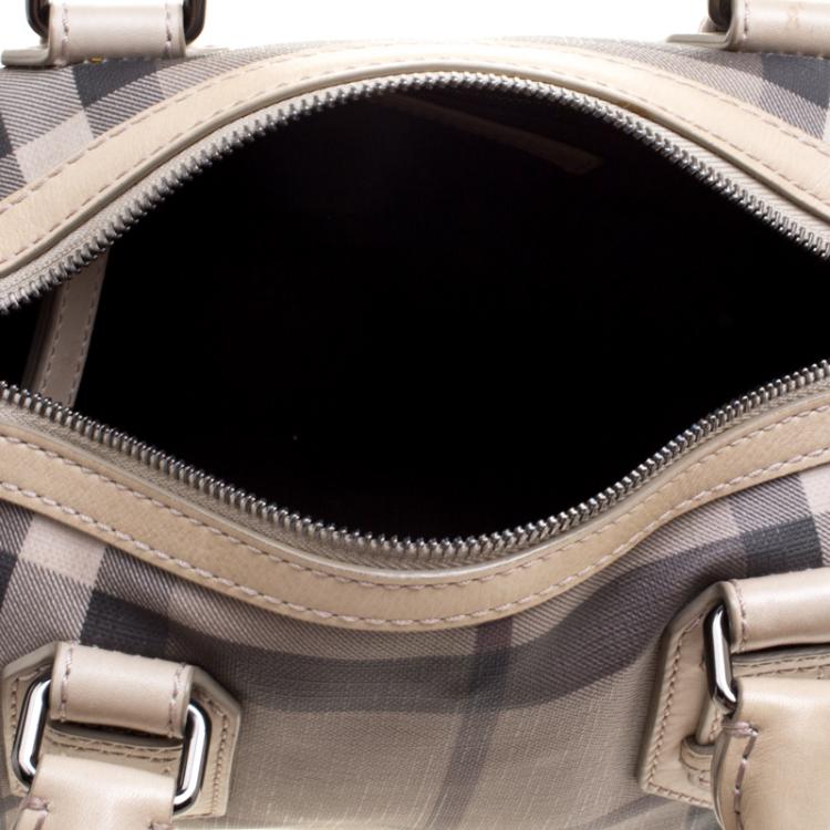 Pre Owned Burberry Beige Smoked Check PVC Small Chester Boston Bag