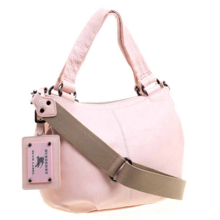 Pre Owned Burberry Blue Label Blush Pink Leather Top Handle Bag