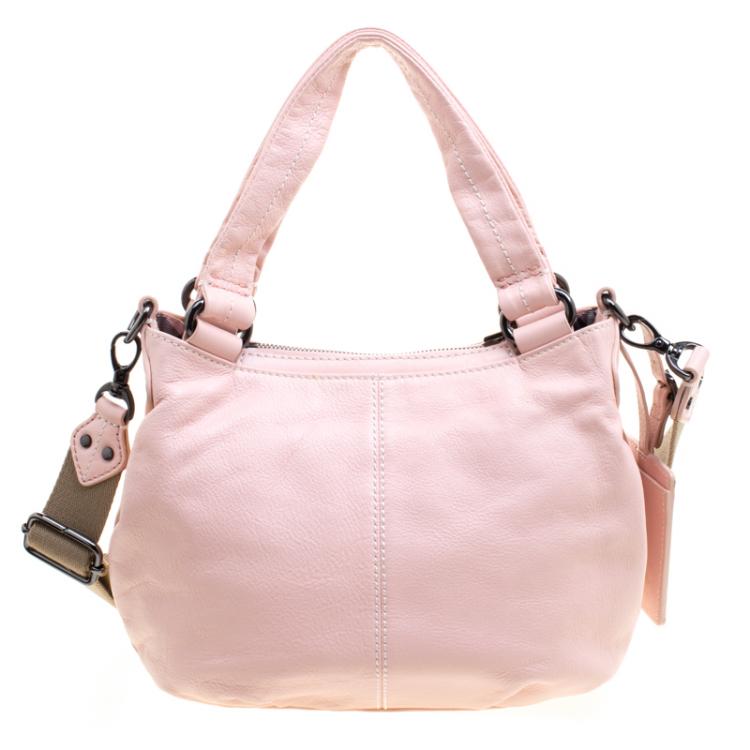 Pre Owned Burberry Blue Label Blush Pink Leather Top Handle Bag