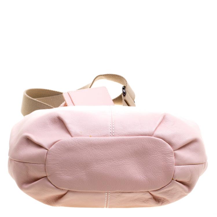 Pre Owned Burberry Blue Label Blush Pink Leather Top Handle Bag