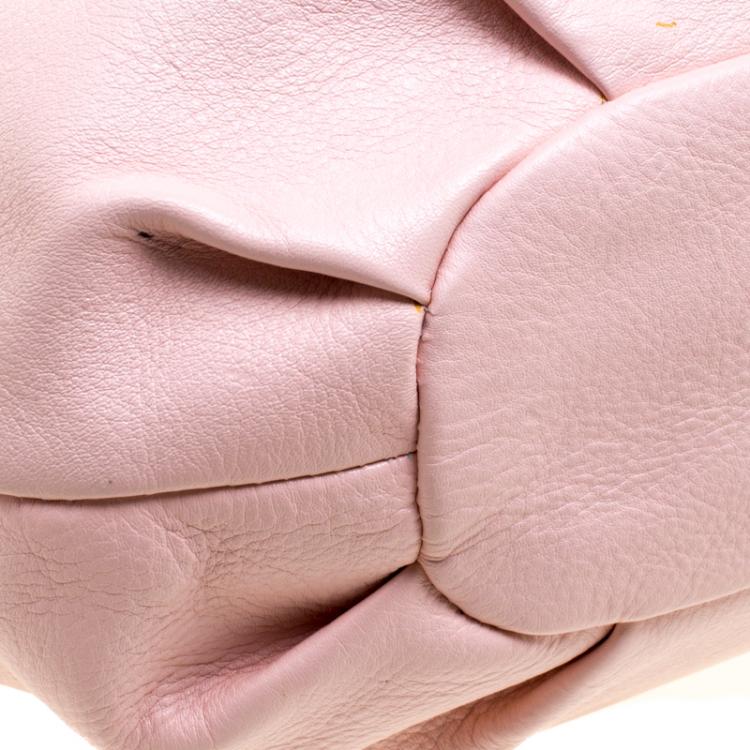 Pre Owned Burberry Blue Label Blush Pink Leather Top Handle Bag