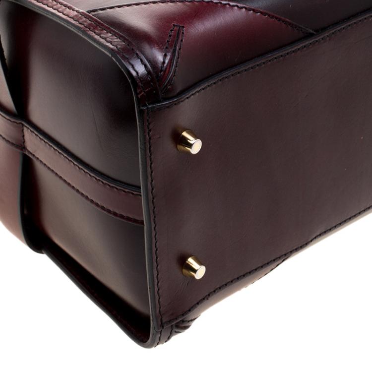 Pre Owned Burberry Burgundy Bridle Leather Belted Bowling Bag