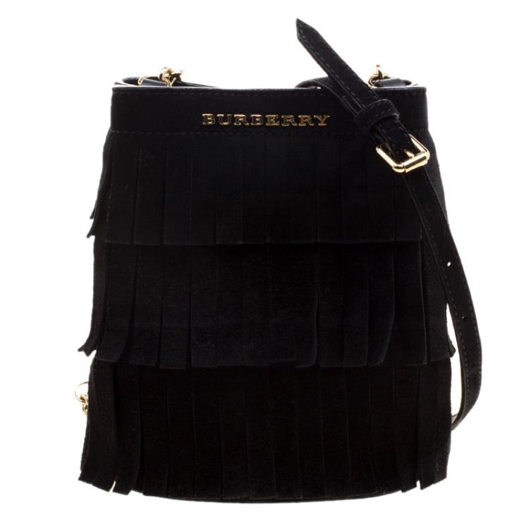 Burberry Black Suede Baby Fringe Bucket Bag Burberry | TLC