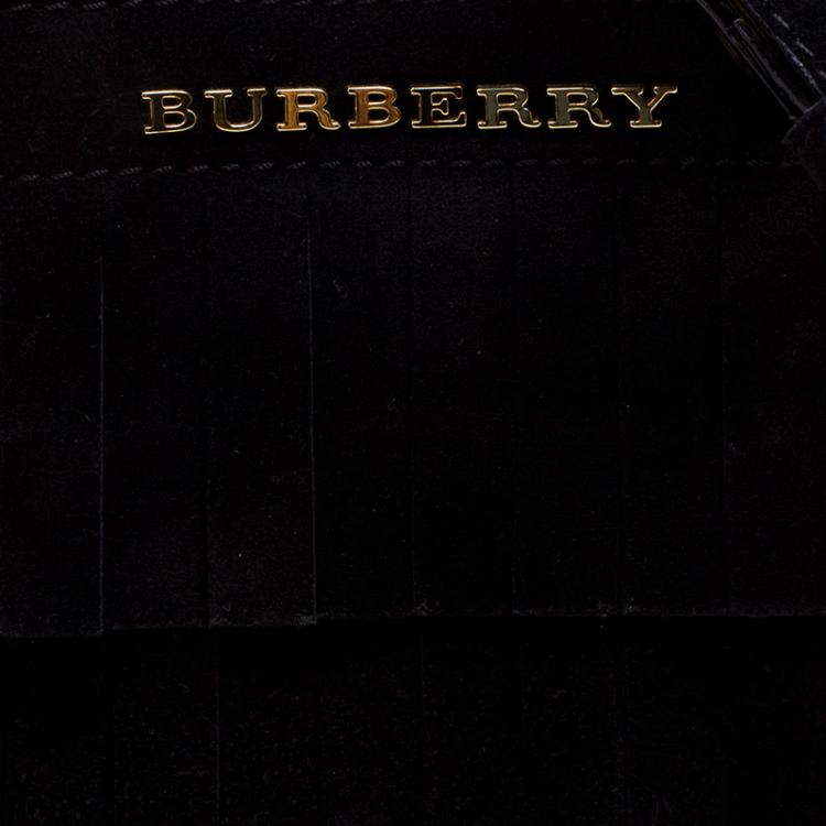 Pre Owned Burberry Black Suede Baby Fringe Bucket Bag
