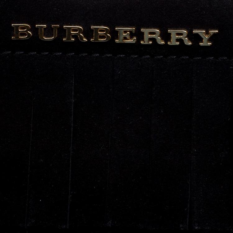 Pre Owned Burberry Black Suede Baby Fringe Bucket Bag