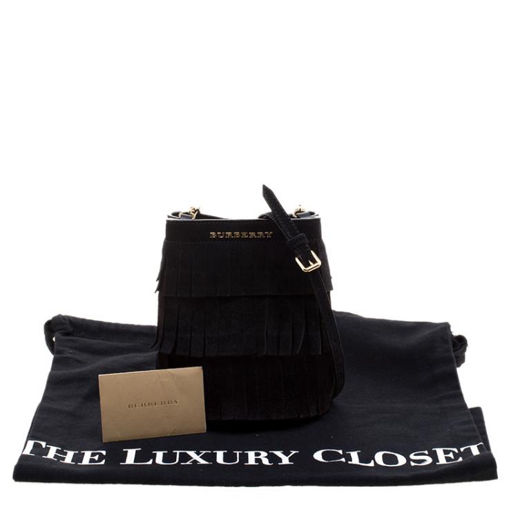 Pre Owned Burberry Black Suede Baby Fringe Bucket Bag
