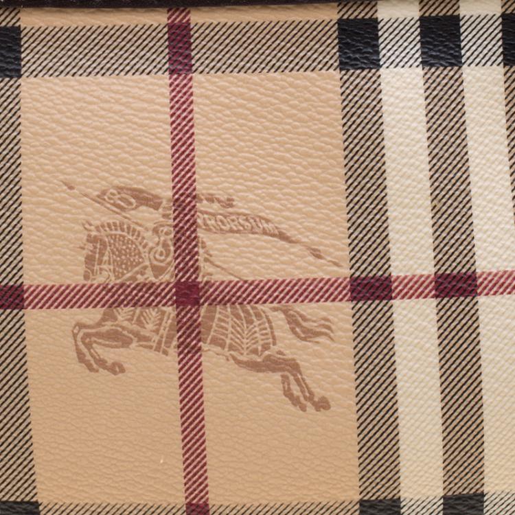 Pre Owned Burberry Beige/Brown Haymarket Check Clara Pochette