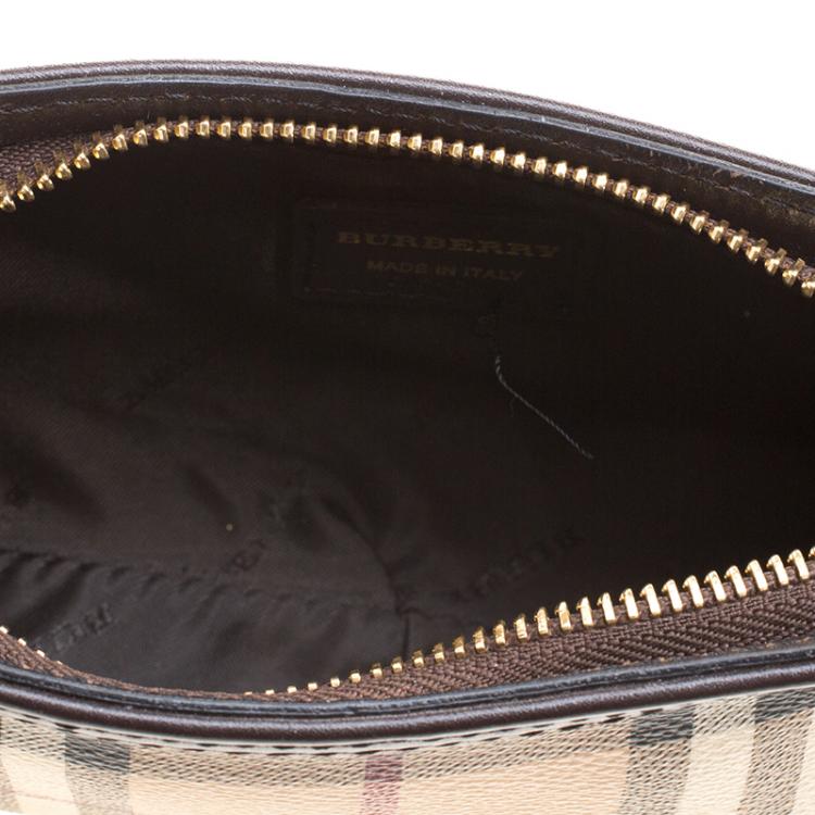 Pre Owned Burberry Beige/Brown Haymarket Check Clara Pochette