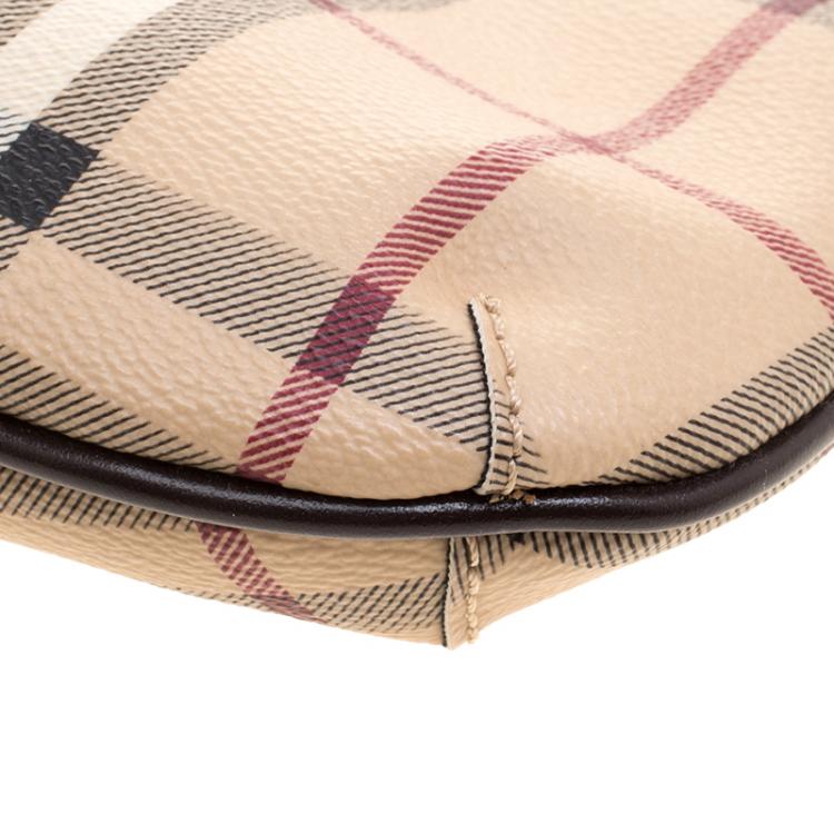 Pre Owned Burberry Beige/Brown Haymarket Check Clara Pochette