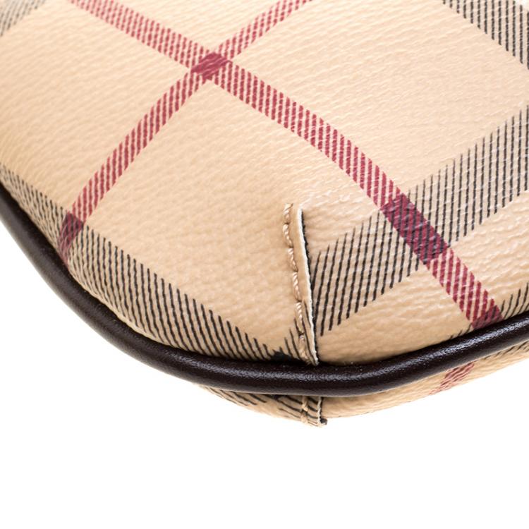 Pre Owned Burberry Beige/Brown Haymarket Check Clara Pochette