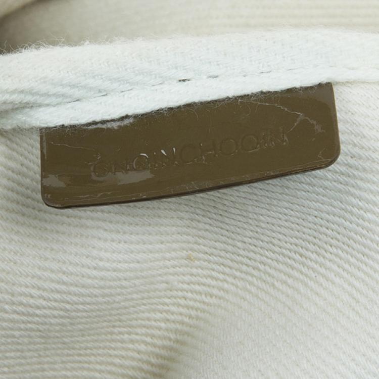 Pre Owned Burberry White Canvas Brushstroke Check Print Shopper