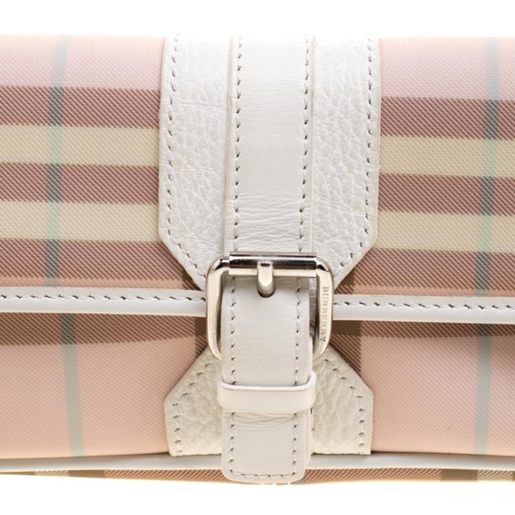 Pre Owned Burberry White House Check PVC Wristlet Clutch