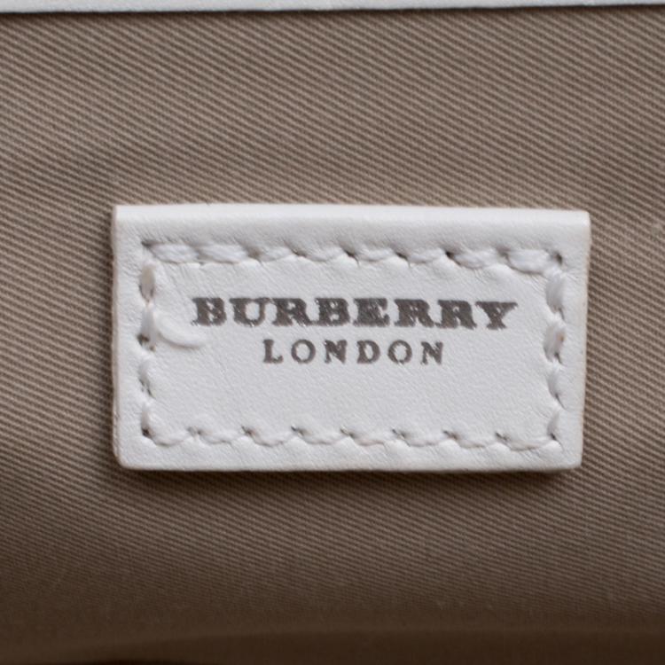 Pre Owned Burberry White House Check PVC Wristlet Clutch