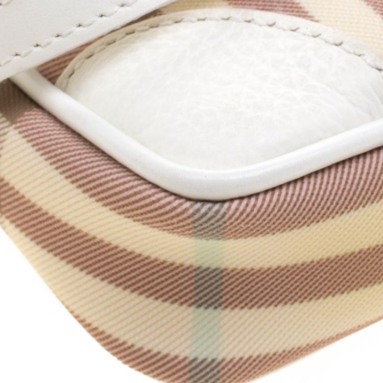 Pre Owned Burberry White House Check PVC Wristlet Clutch