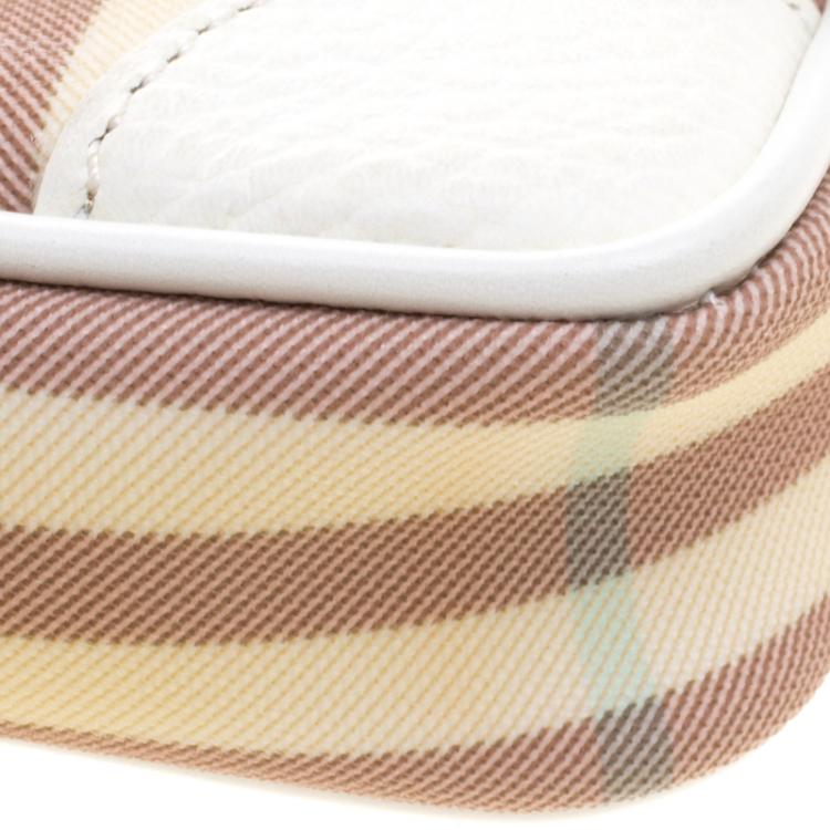 Pre Owned Burberry White House Check PVC Wristlet Clutch