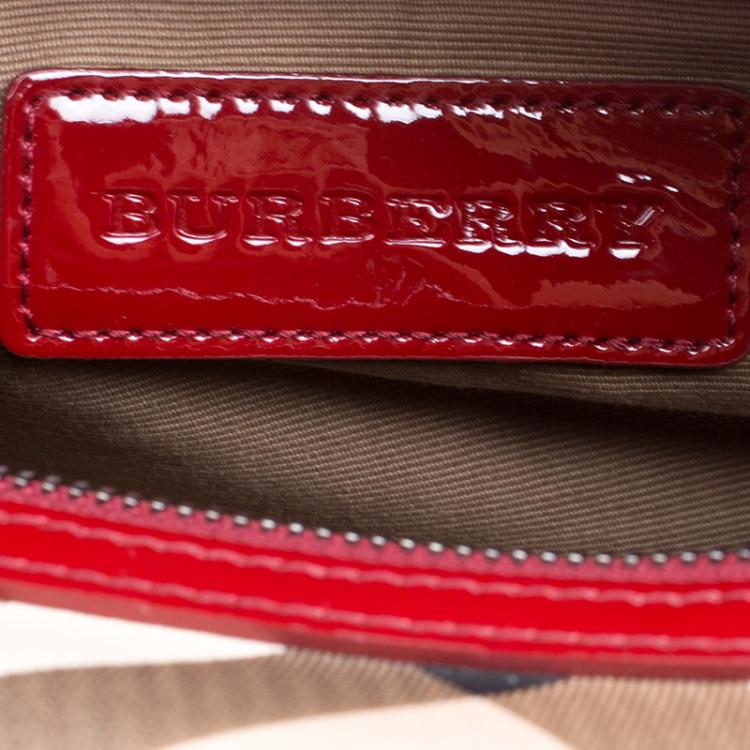 Pre Owned Burberry Red Nova Check PVC Chester Boston Bag