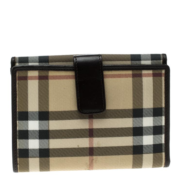 Pre Owned Burberry Beige House Check PVC Bi-Fold Wallet