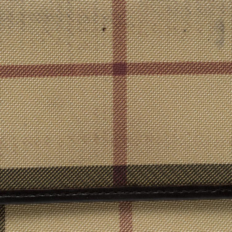 Pre Owned Burberry Beige House Check PVC Bi-Fold Wallet