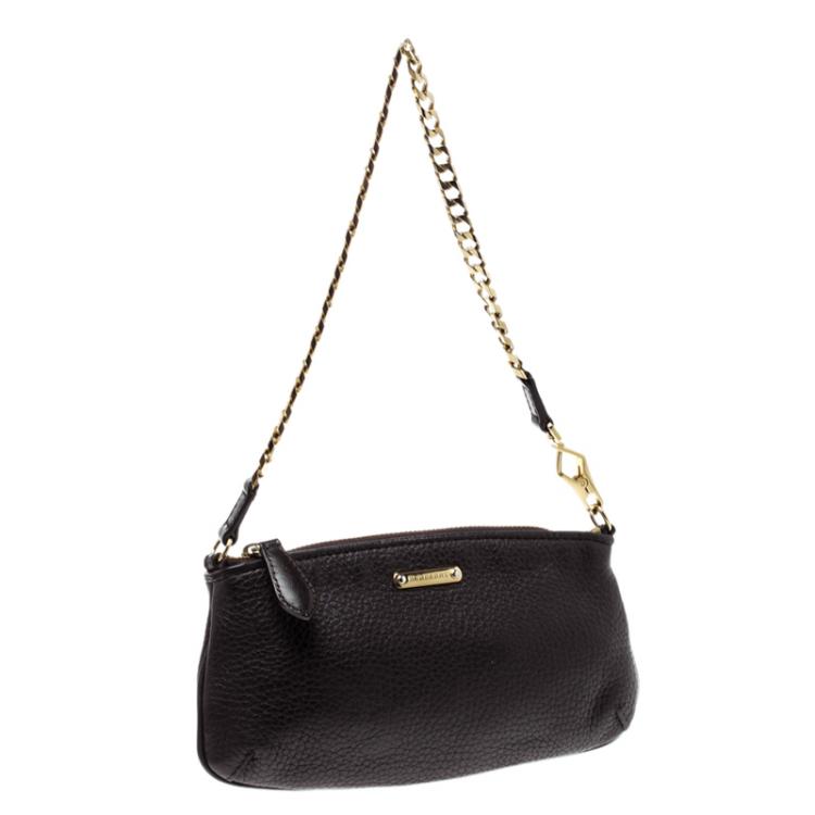 Pre Owned Burberry Black Leather Clara Pochette