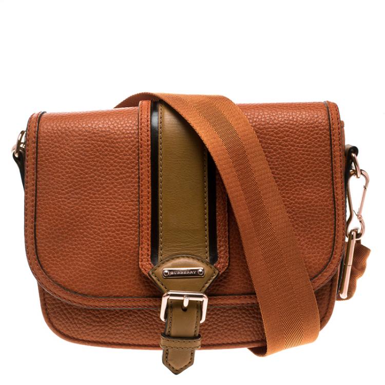 Burberry Orange Textured Leather Crossbody Bag Burberry | The Luxury Closet