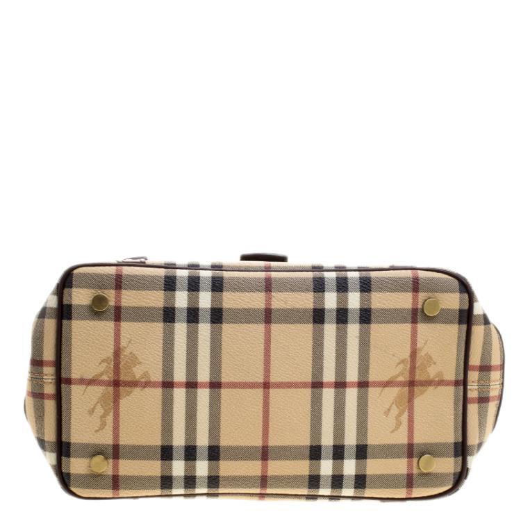 Pre Owned Burberry Beige/Brown Haymarket PVC Satchel