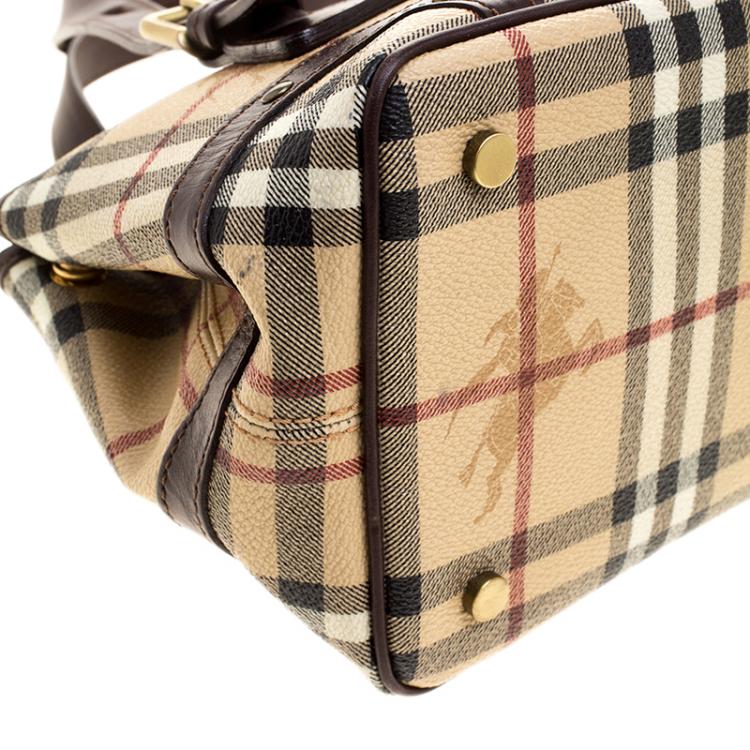 Pre Owned Burberry Beige/Brown Haymarket PVC Satchel