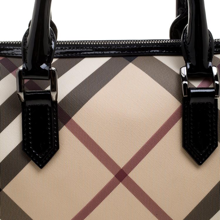 Pre Owned Burberry Black Nova Check PVC Chester Boston Bag