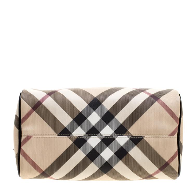 Pre Owned Burberry Black Nova Check PVC Chester Boston Bag