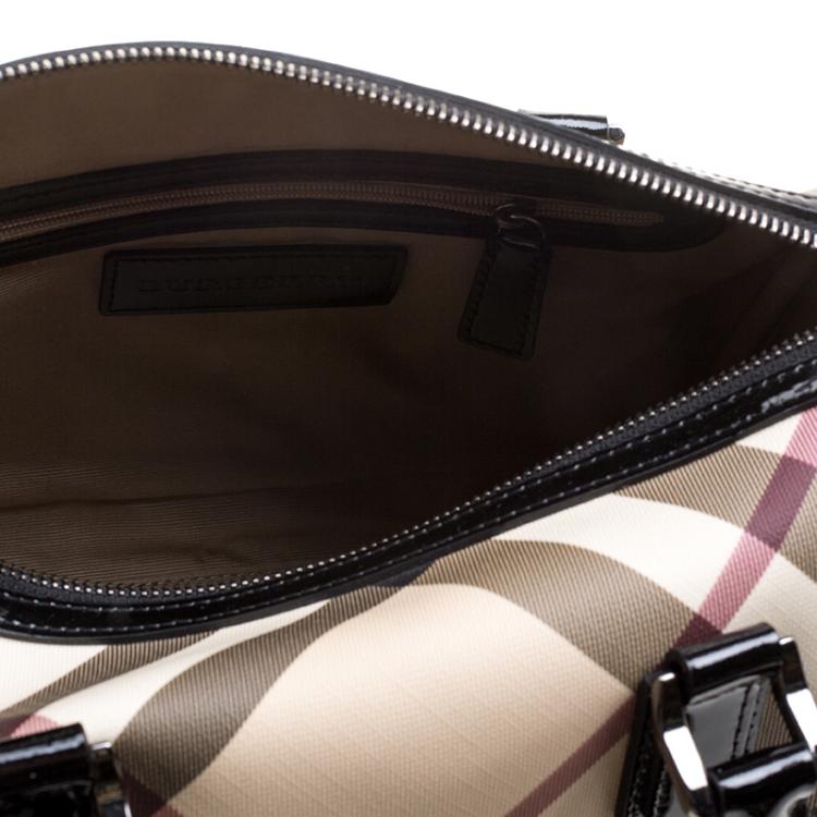 Pre Owned Burberry Black Nova Check PVC Chester Boston Bag