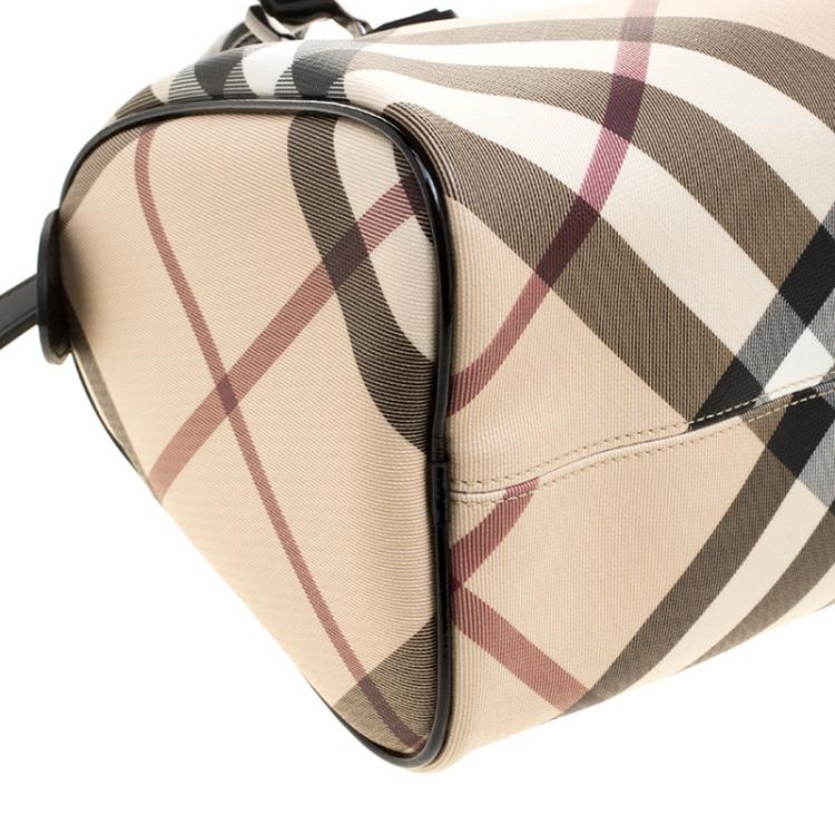 Pre Owned Burberry Black Nova Check PVC Chester Boston Bag